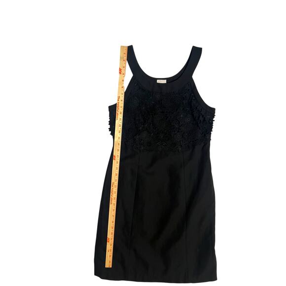 Anthropologie Postmark Mini Shift Dress Black Linen Floral Lace Tank Halter 10 - Picture 14 of 16